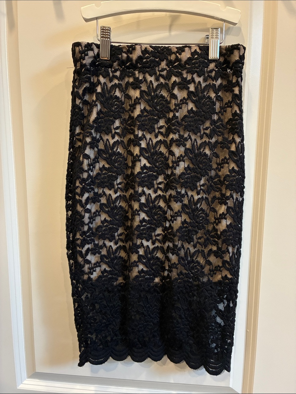 Rue21 Black Lace Pencil Skirt with Nude Lining